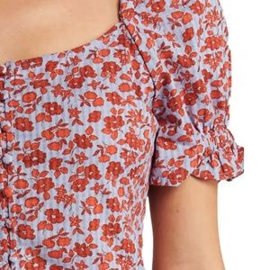 Madewell Kallie Button Front Smocked Top
